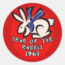 1963 Jaar de Kleding en Giften van het Konijn Sticker