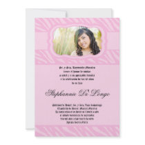 5x7 de roze Gestreepte Uitnodiging van Quinceanera