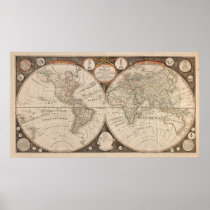 Antieke Kaart van de Wereld, 1799 (Thomas Kitchen)