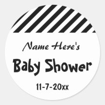 Baby shower, Zwart-witte Strepen. Douane Ronde Stickers