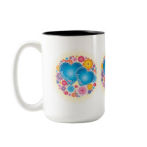 Blauw Hart Bloemen Koffie Mok