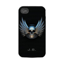 Blauwe Gevleugelde iPhone 4 van de Schedel Geval Iphone 4 Tough Covers