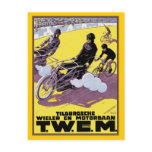 Briefkaart: Het Ras van de motor & van de Fiets