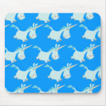 Cute Blue Cartoon Unicorn Herd!! mousepad