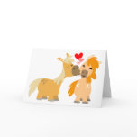 Cute Cartoon Ponies in Love greeting card