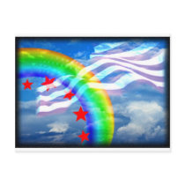 De abstracte regenboog van Valxart en rode sterren