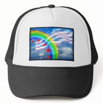 De abstracte regenboog van Valxart en rode sterren