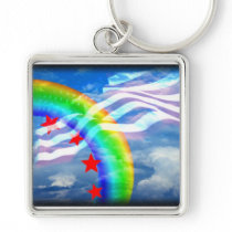 De abstracte regenboog van Valxart en rode sterren