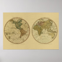 De antieke Kaart van 1786 Wereld door William Fade