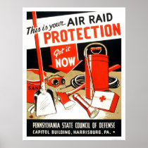 De Bescherming 1943 WPA van de Luchtaanval Posters