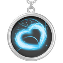 De blauwe Halsband van het Hart Gepersonaliseerde Ketting