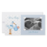 De blauwe Jongen van de Baby van de Ooievaar Persoonlijke Fotokaart