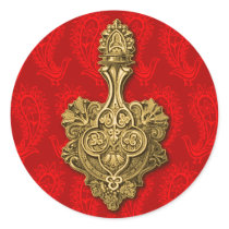 De de rode Sticker van de Pauwen van Paisley/Verbi