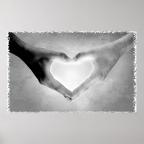 De Foto van de Handen B&W van het hart Posters