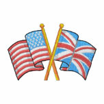 De gekruiste Britse Vlaggen van de V.S. en geborduurde t-shirts