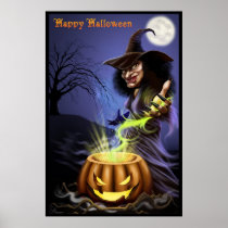 De gelukkige affiche van de Heks van Halloween Afdruk