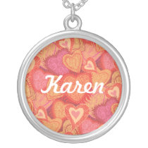 De geschetste Halsband van Harten Gepersonaliseerde Ketting