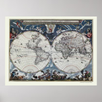 De Kaart van de wereld door Joan Blaeu - 1664
