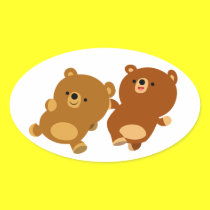 De leuke Schertsende Cartoon draagt Ovale Sticker stickers