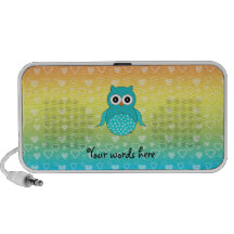 De leuke turkooise harten van de uilregenboog mp3 speaker