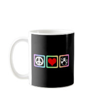 De liefdetrommels van de vrede koffie mokken