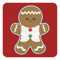 De Mens van de peperkoek Vierkant Sticker
