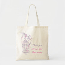 De paarse roze zak van het de bloemmeisje van het  canvas tassen