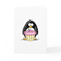 De Pinguïn van de verjaardag met Cupcake