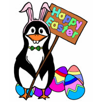 De Pinguïn van Pasen met Gekleurde Eieren