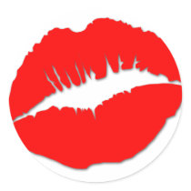 De rode Sticker van Lippen Kissy
