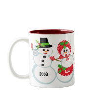 De Sneeuwmannen van Kerstmis houden van de Mok van