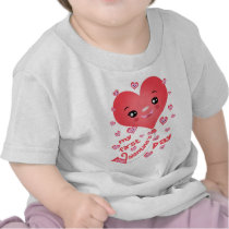 De T-shirt van het Hart van Kawaii van de Dag van 