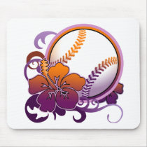 De Tropische Bloem Paarse Mousepad van het Honkbal
