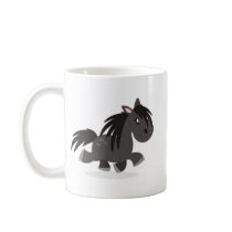 De zwarte Mok van de Cartoon van de Poney van het 