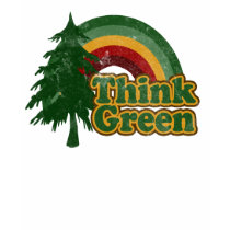 Denk Groene, Retro Regenboog en Boom