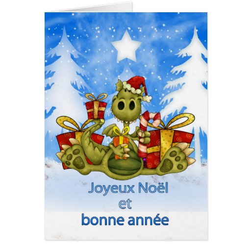 Franse Kerstkaart Leuke Draak Joyeux Noël Wenskaarten Zazzle