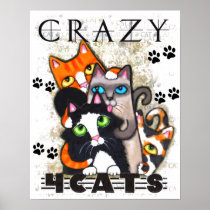 Gek voor de Druk van de Kunst van Katten Posters