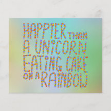 Gelukkiger dan een Eenhoorn die Cake op een Regenb Folder Ontwerp