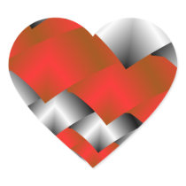 Geweven Zilveren en Rood Fractal Art. Sticker
