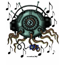 Grappige koele octopus in hoofdtelefoons grafische