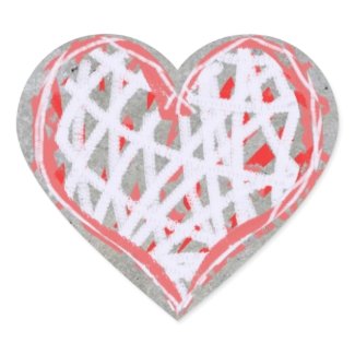Hart in Rood, Wit en Grijs zazzle_sticker