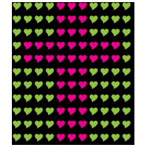 Harten en Dwars Roze en Groen