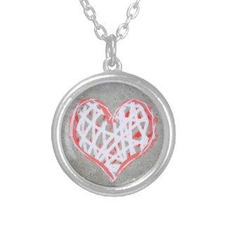 Heart Pendant in Red, Grey and White zazzle_necklace