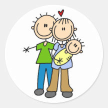 Het baby maakt Drie T-shirts en Giften Ronde Sticker