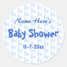 Het Baby shower van de jongen. Het blauwe Patroon  Ronde Sticker