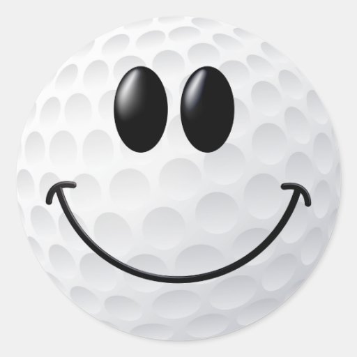 Het Gezicht van Smiley van de golfbal Ronde Sticker Zazzle