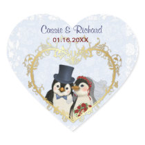 Het Hart van het Huwelijk van de pinguïn - pas aan Hartvormige Sticker