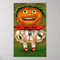 Het HoofdMeisje van de vintage Pompoen van Hallowe