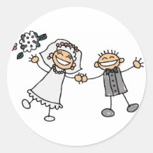 Het Huwelijk van de cartoon Ronde Stickers