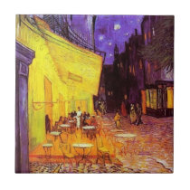 Het Terras van de koffie bij Nacht door Vincent va